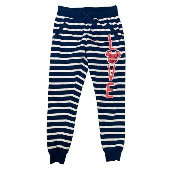 Disney Parks Minnie Mouse Striped Pajama Pants Women’s Small Blue Sleepwear - Picture 1 of 10